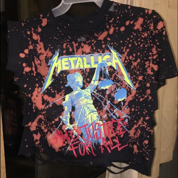 Distressed Metallica Crop Top