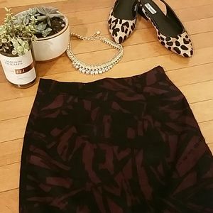 Plum and black pencil skirt