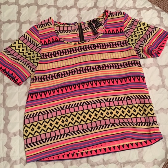 Neon Tribal Pattern Blouse
