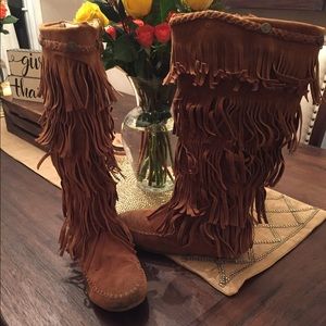 Fringe tall moccasins
