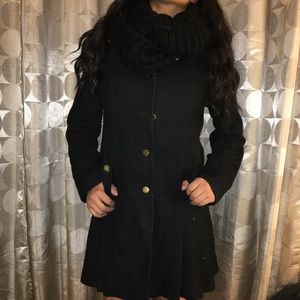 Long Black Button Up Trench Coat