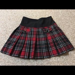 Women's plaid yoke waist knife pleated skirt