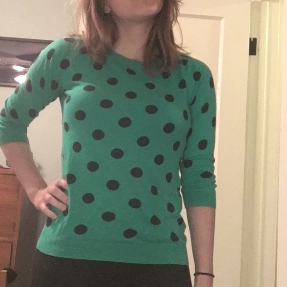 Sweet teal and navy 3/4 sleeve sweater