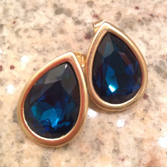 Blue statement earrings - worn once