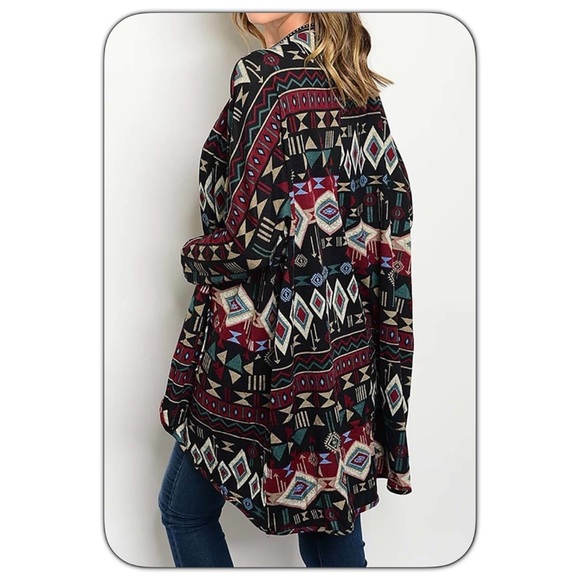 Tribal Print Open Cardigan - Picture 2 of 4