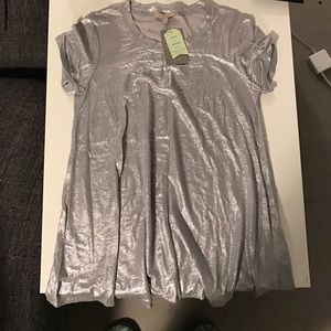 Silver Knit Babydoll Longline Top