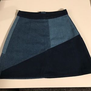 Denim Patchwork Mini Skirt
