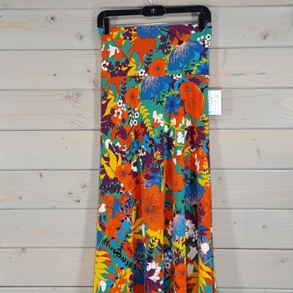 LulaRoe Floral Maxi Skirt Medium EUC