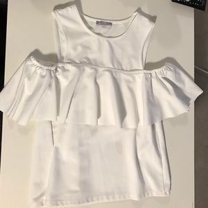 Zara Cut-Out Shoulder and Frill Top