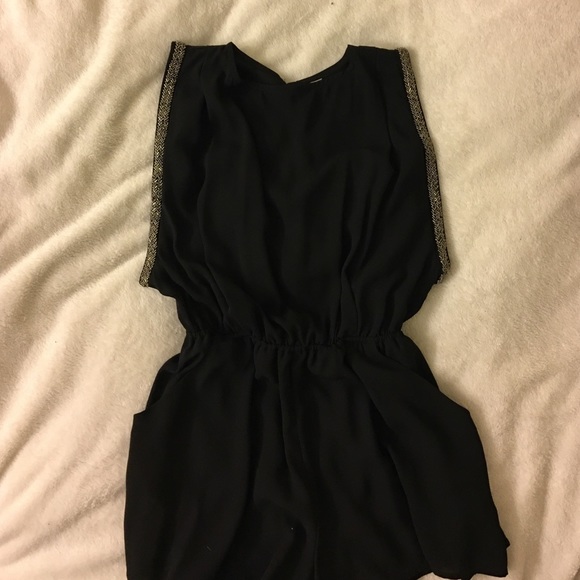 Black jeweled sleeveless romper