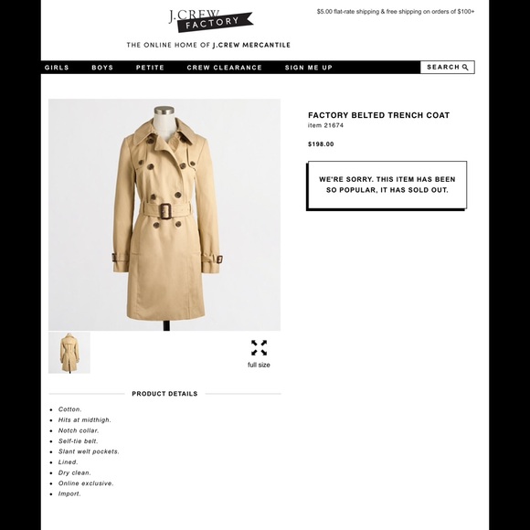 J Crew Trench Coat