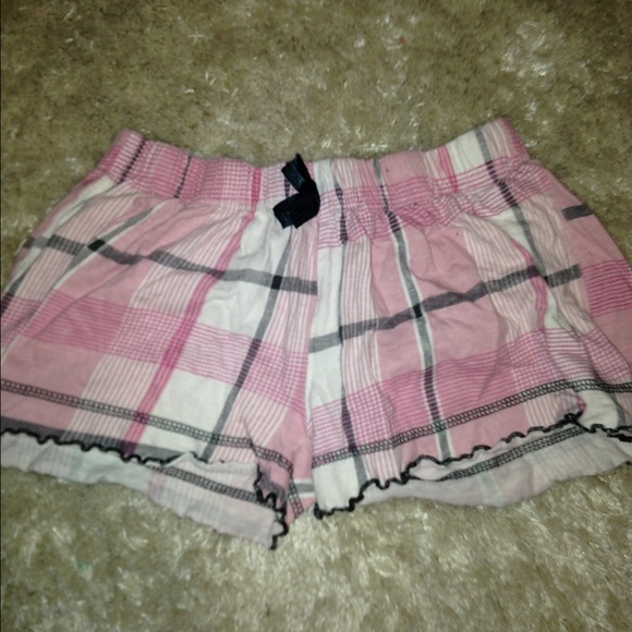Pink flannel pajama shorts