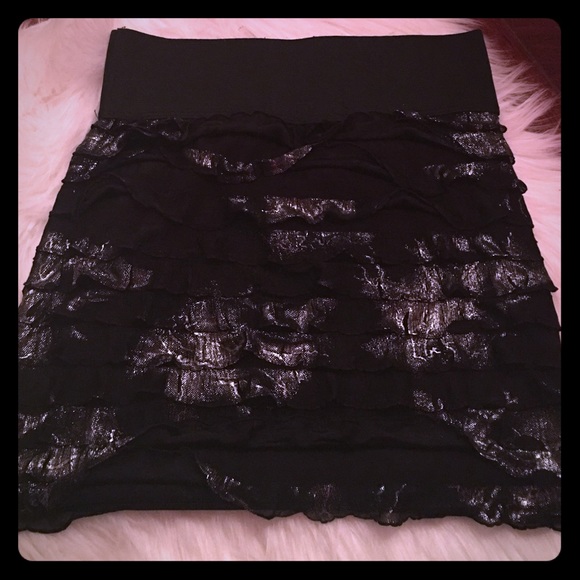 Jet Black with Silver Mini Skirt