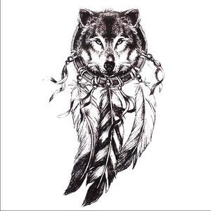 Temporary oversized tattoo wold dream catcher