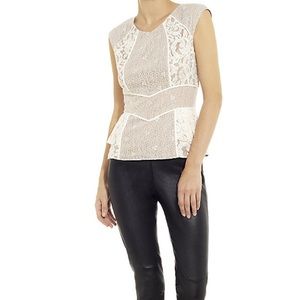 NWOT BCBG Kerra Lace-block Peplum Sleeveless Top