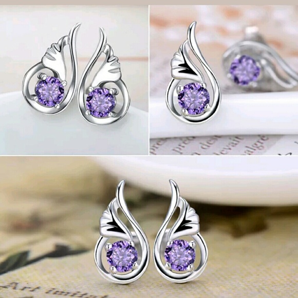 Purple Stone With Angel Wings - Picture 2 of 4