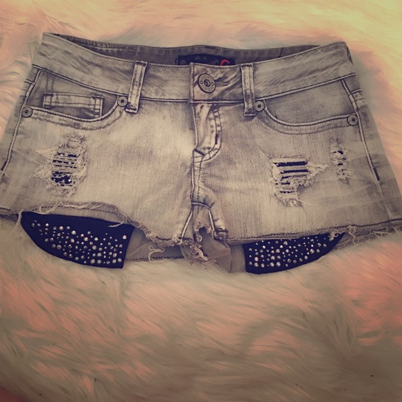 G by Guess Acid Gray jean shorts