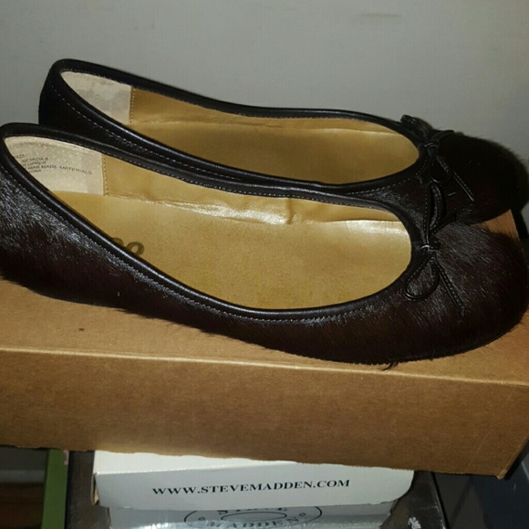 Pony Hair chocolate brown flats size 8