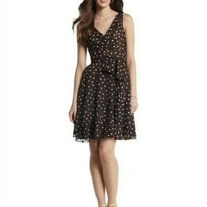 WHBM Brown polka-dot V-neck dress