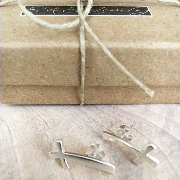 925 Sterling silver cross ear climbers brand new