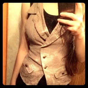 Tan & red pinstripe vest