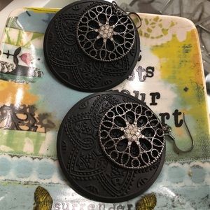 Matte Black silver and gray G by Guess earrings