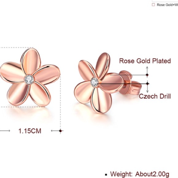 Rose gold Hawaiian Plumeria stud earring - Picture 3 of 4