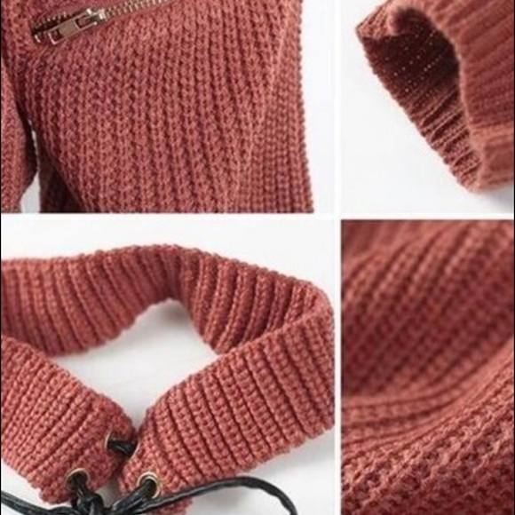 Zip Sleeve Sweater with Choker - Picture 3 of 4