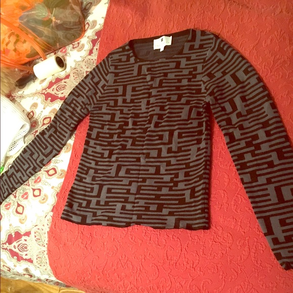 Lisa Perry Geometric Motif Merino Wool Sweater - Picture 1 of 2
