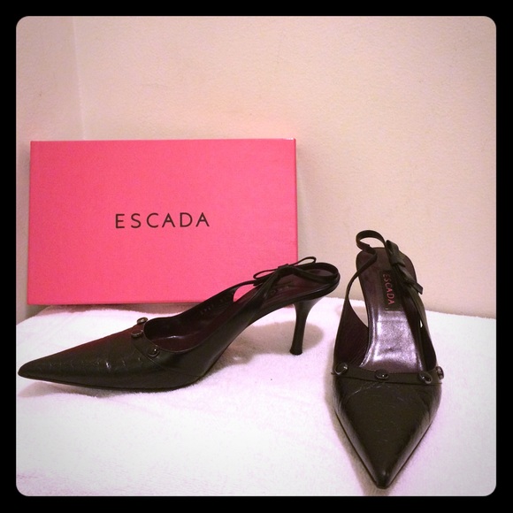 Escada classic croco sling backs with bow retro - Picture 2 of 4