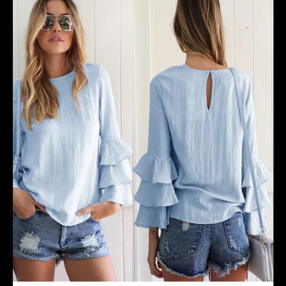 Blush Ruffle Bell Sleeve Top - Picture 5 of 7