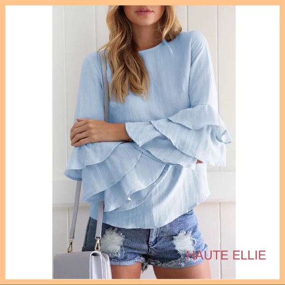 Blush Ruffle Bell Sleeve Top - Picture 3 of 7