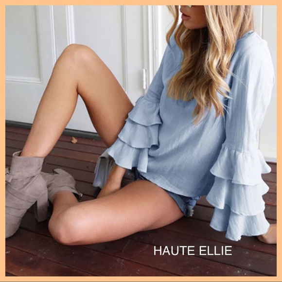 Blush Ruffle Bell Sleeve Top - Picture 1 of 7