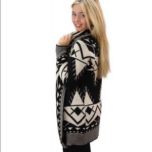 Aztec Print Cardigan Sweater
