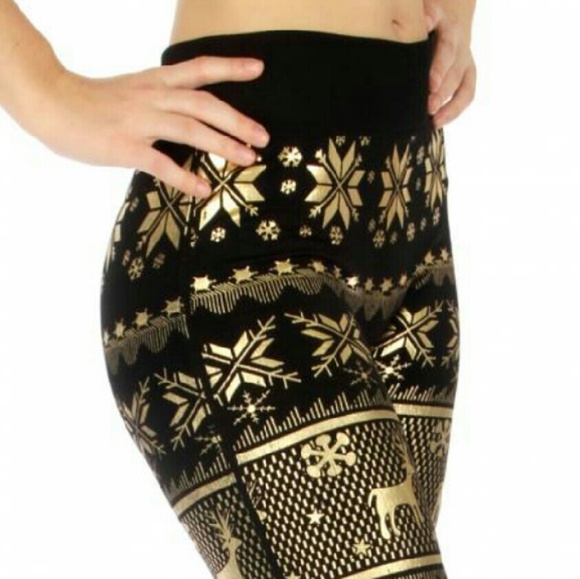 Pants - ❄Snowflake gold print leggings❄