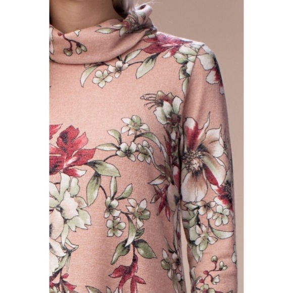 ❗️CLEARANCE❗️Dusty Pink Floral Tunic Sweater S M L - Picture 4 of 4