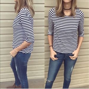 H&M navy and white striped shirt