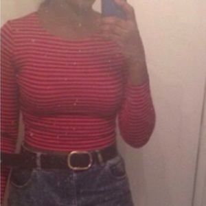 Red and blue striped crop top