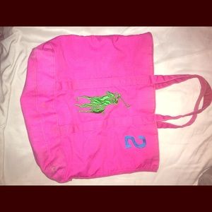Pink & green Ralph Lauren polo bag
