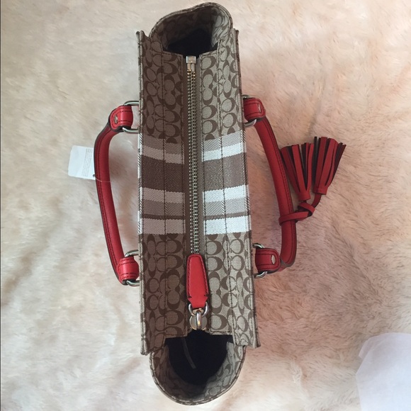 NWT! Sporty! Red stripe Coach Handbag - Picture 3 of 4