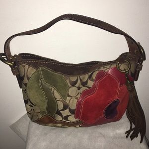 Suede Coach with colorful flowers