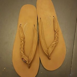 Rainbow Leather Flip Flops