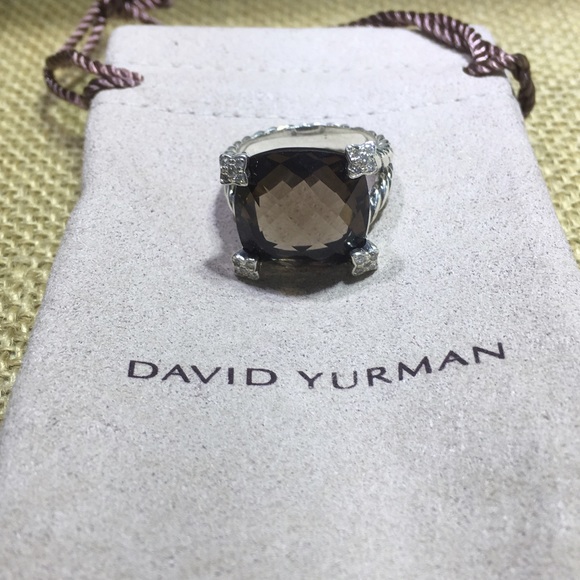 Chatelaine Ring with Smokey Quartz Diamonds, 14mm