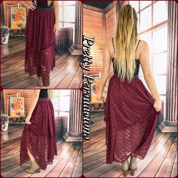 Lace Double Tiered Tulle Maxi Skirt - Picture 2 of 4