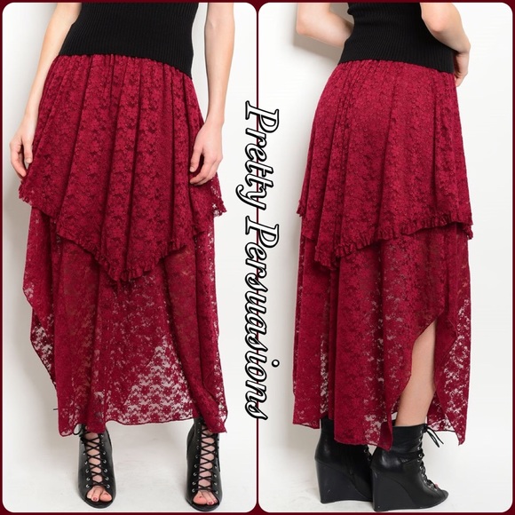 Lace Double Tiered Tulle Maxi Skirt - Picture 3 of 4