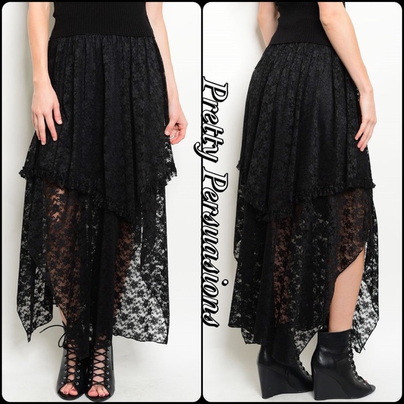 Lace Double Tiered Tulle Maxi Skirt - Picture 4 of 4