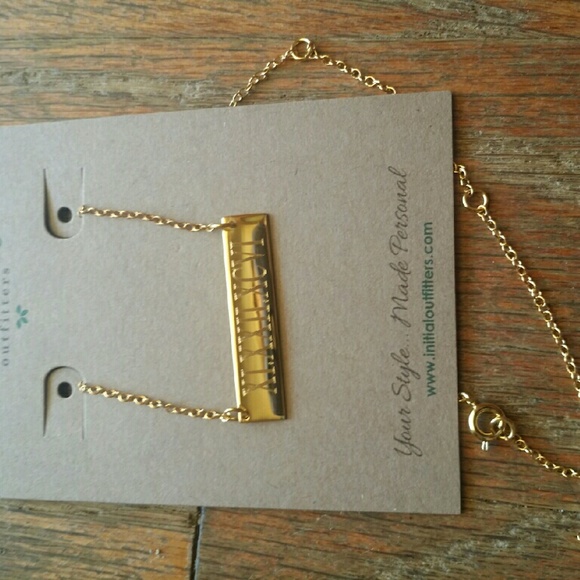 14k plated bar necklace