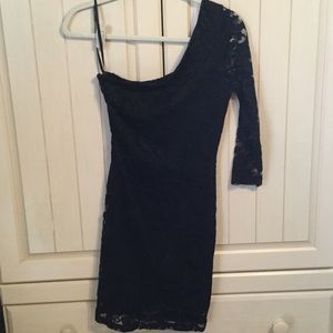 Black lace one shoulder dress