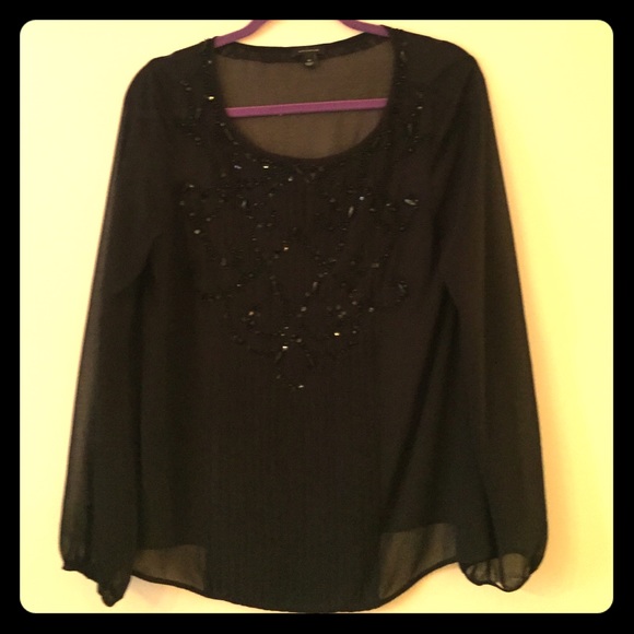 Beaded Ann Taylor chiffon top.