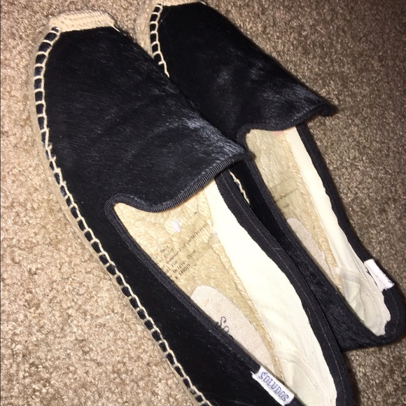Black soludos calf skin platform espadrilles